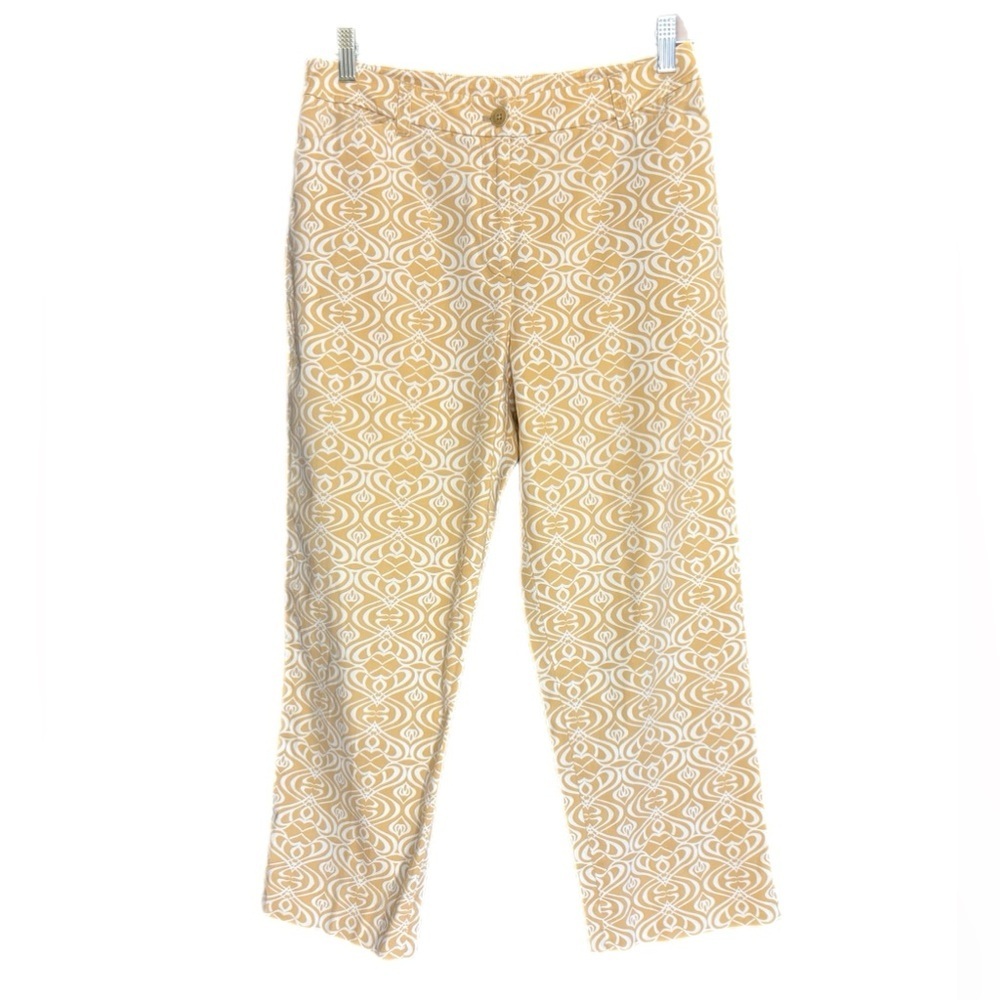 Jones New York cotton blend tan & white pants
